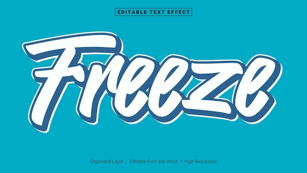 Editable freeze font typography template text effect style lettering vector illustration