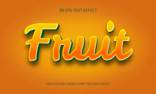 Vector editable fruit 3d text effect style