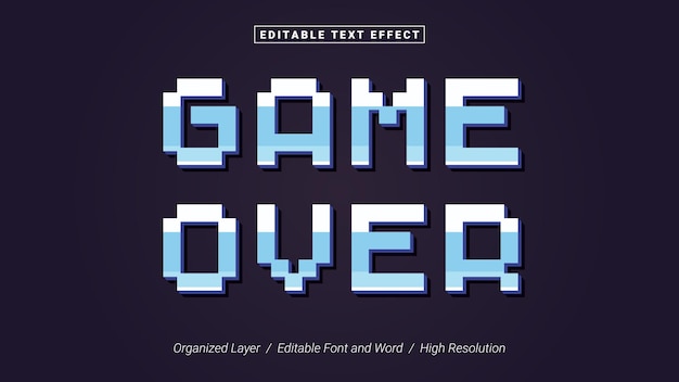 Vector editable game over font typography template text effect style lettering vector illustration