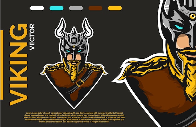 Editable gaming viking commander mascot logo vector