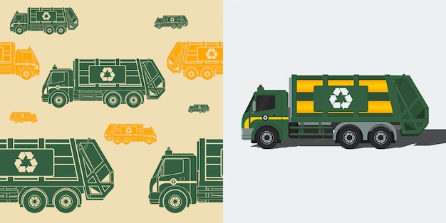 Vector editable garbage truck vector illustration