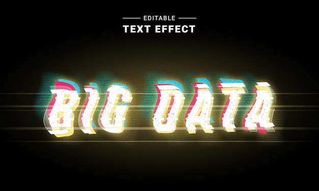 Vector editable glitch text effect data glitch typography