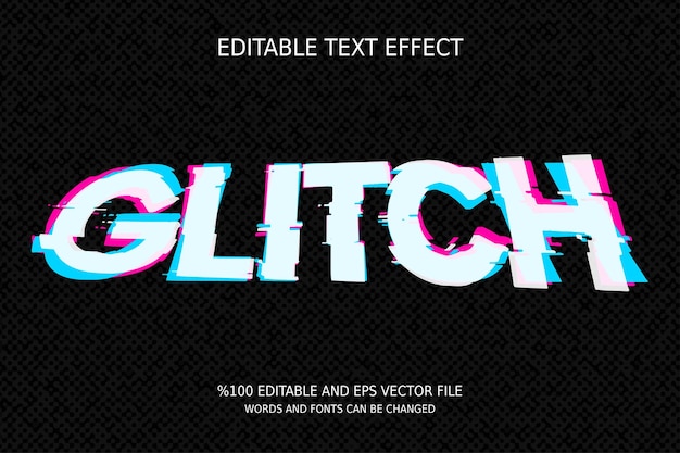 Vector editable glitch text effect