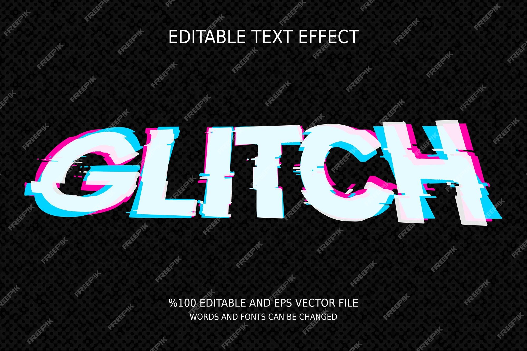 Premium Vector  Glitch text effect generator graphic styles mockup