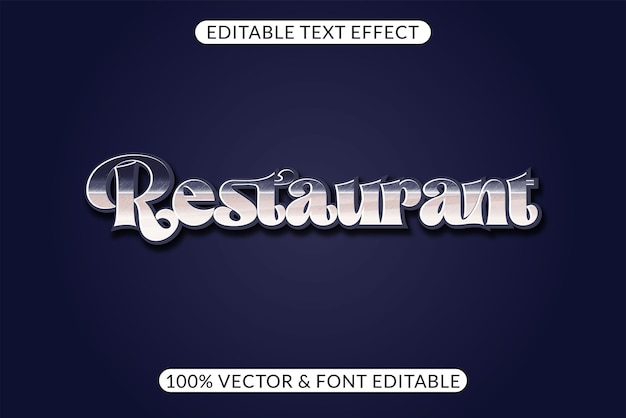 Vector editable glossy and retro restaurant text effects