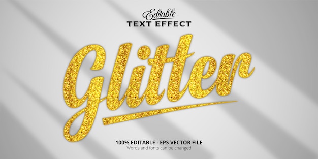 Vettore testo glitterato in stile oro modificabile con texture glitter