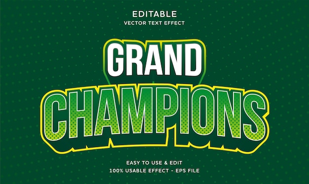 editable grand champions vector text effect with modern style