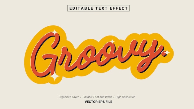 Editable groovy font. typography template text effect style. lettering vector illustration logo.