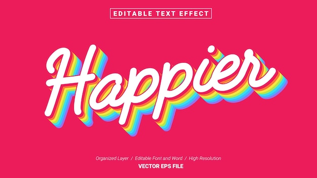 Editable Happier Font. Typography Template Text Effect Style. Lettering Vector Illustration Logo.