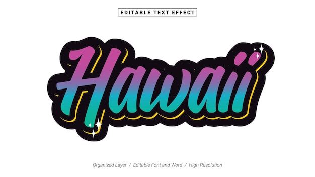 Vector editable hawaii font typography template text effect style lettering vector illustration