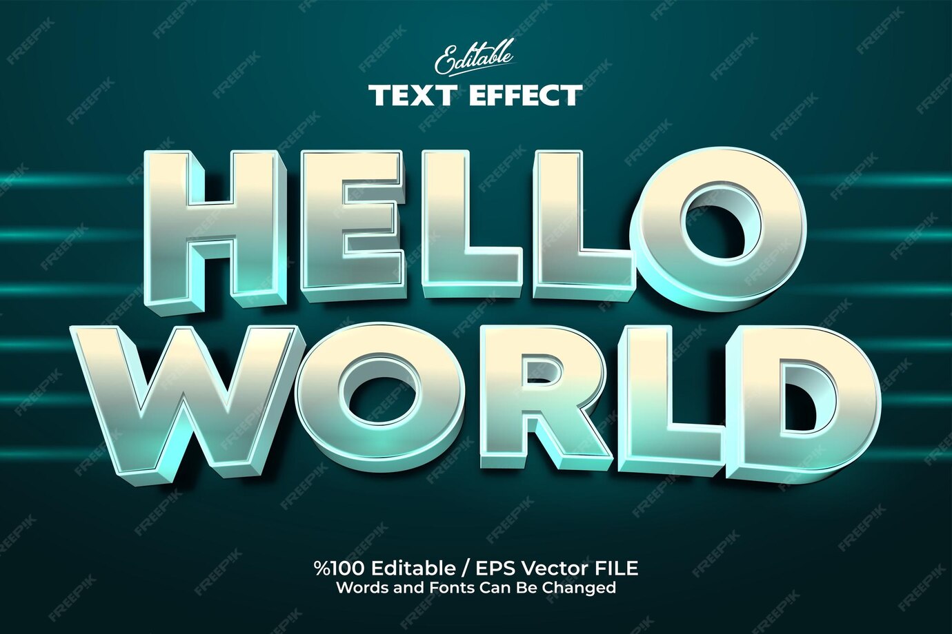 Premium Vector | Editable Hello World text effect written on a blue ...