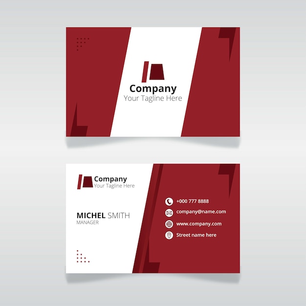 Editable id card template for organization and employee with red color