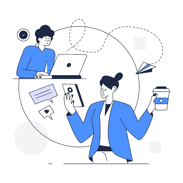 Editable illustration of online consulting