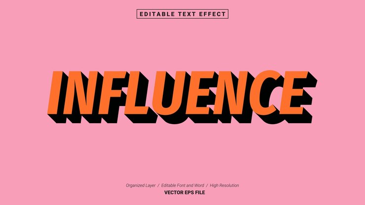 Editable Influence Font. Typography Template Text Effect Style. Lettering Vector Illustration Logo