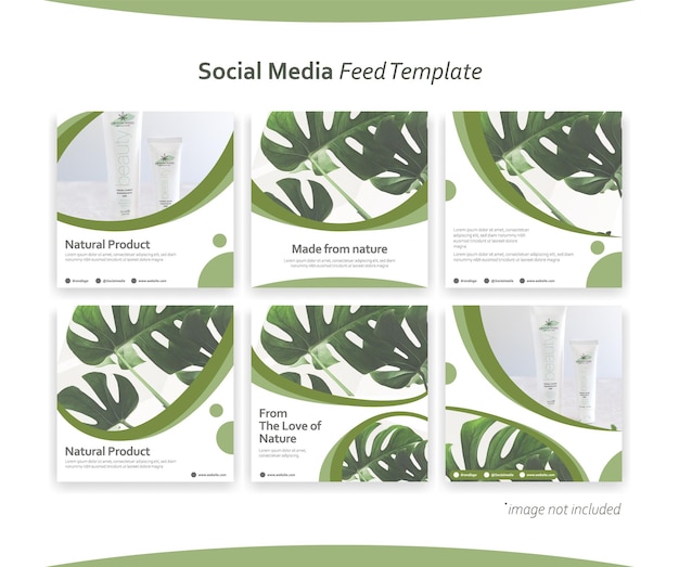 Modello vettoriale di feed post feed social instagram modificabile per prodotti cosmetici naturali per la cura della pelle