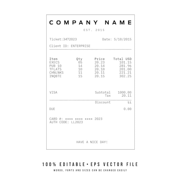 Vector editable invoice template vector