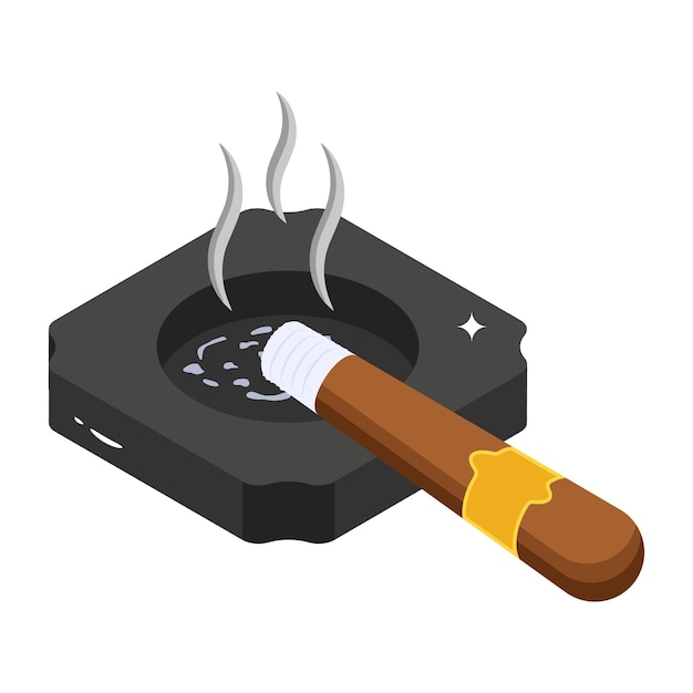 An editable isometric icon of ashtray