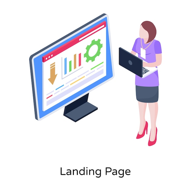 An editable isometric illustration of landing page