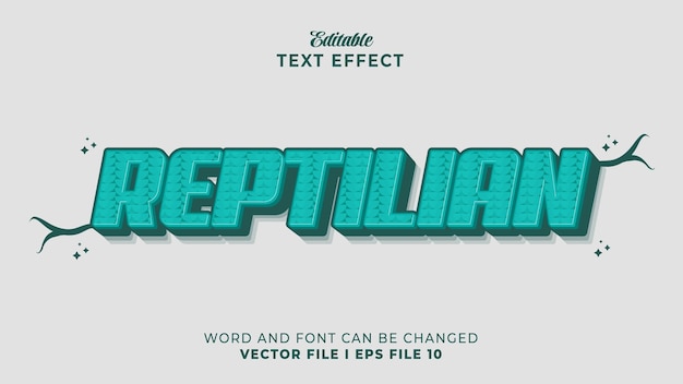 Vector editable italic reptilian text effect