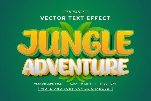 Редактируемый векторный текстовый эффект Jungle Adventure