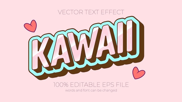 편집 가능한 Kawaii 텍스트 효과 스타일 EPS 편집 가능한 텍스트 효과