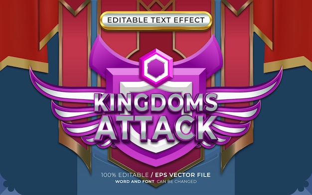 Editable kingdom attack text effect with winged emblem