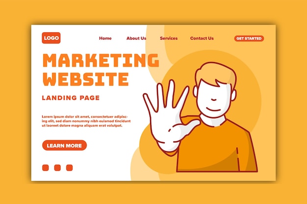 Editable landing page template of marketing website