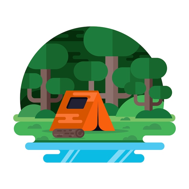 An editable landscape design of campsite