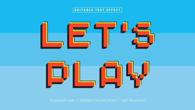 Vector editable lets play font typography template text effect style lettering vector illustration