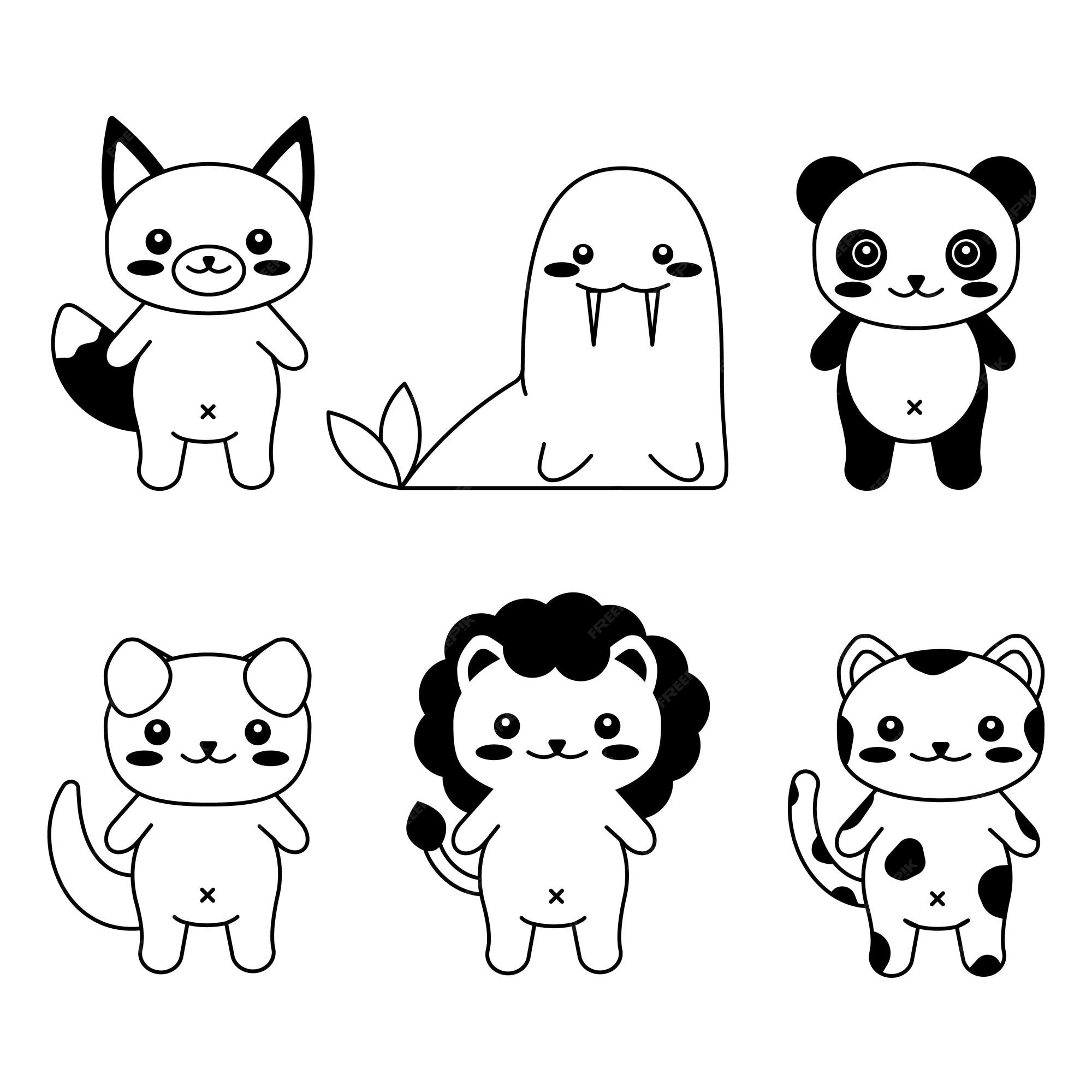 Kawaii Animals Stroke Collection Vector Download