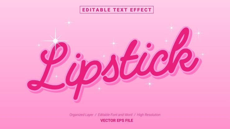 Editable Lipstick Font. Typography Template Text Effect Style. Lettering Vector Illustration Logo.