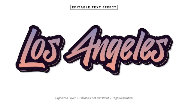 Editable los angeles font typography template text effect style lettering vector illustration