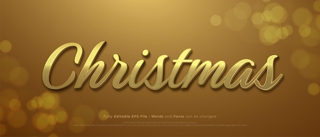 Editable luxury text christmas with 3d gold style concept