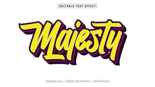 Vector editable majesty font typography template text effect style lettering vector illustration