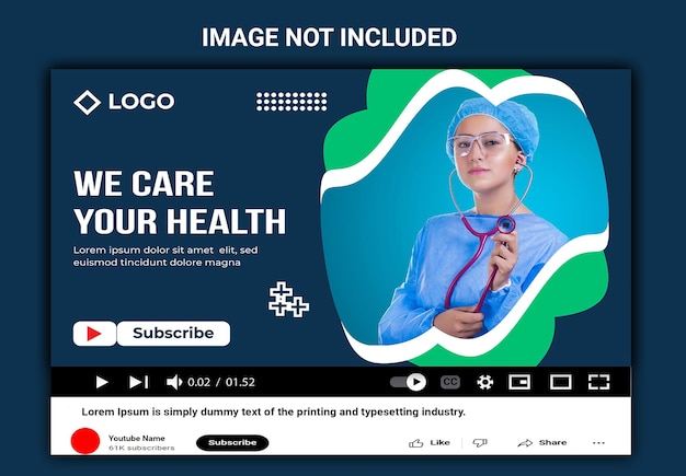 Editable medical healthcare services provide youtube thumbnail and web banner