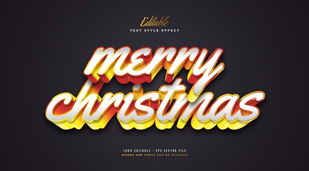 3D効果のある白とオレンジの編集可能なメリークリスマステキスト。編集可能なテキストスタイル効果