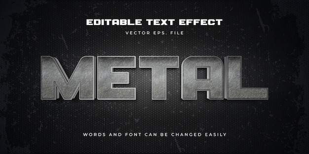 ベクトル 編集可能なメタリックシルバーのテキスト効果デザイン