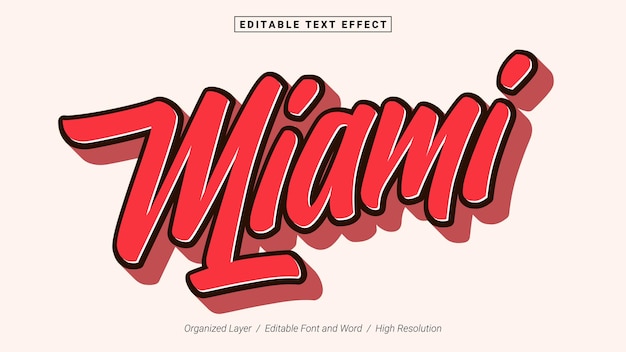 Vector editable miami font typography template text effect style lettering vector illustration