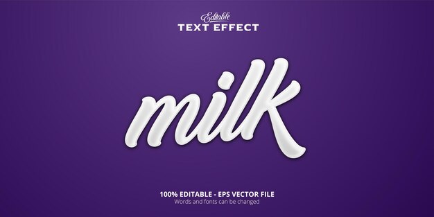 Editable milk text effect, purple background