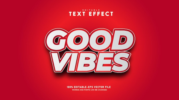 Editable Minimal Good Vibes 3d Text Effect Template