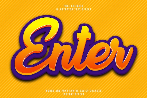 Editable modern 3d enter text effects for illustrator