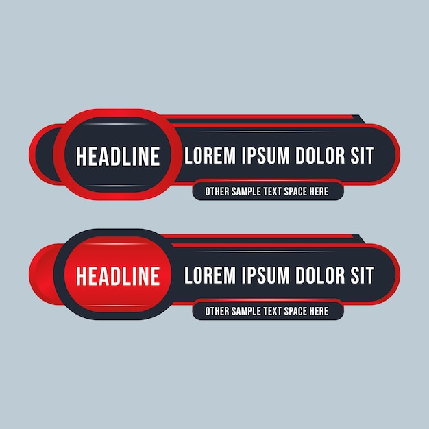 Vector editable modern lower third banner header title set vector template design