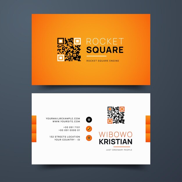 Editable modern professional orange gradient business visit cards