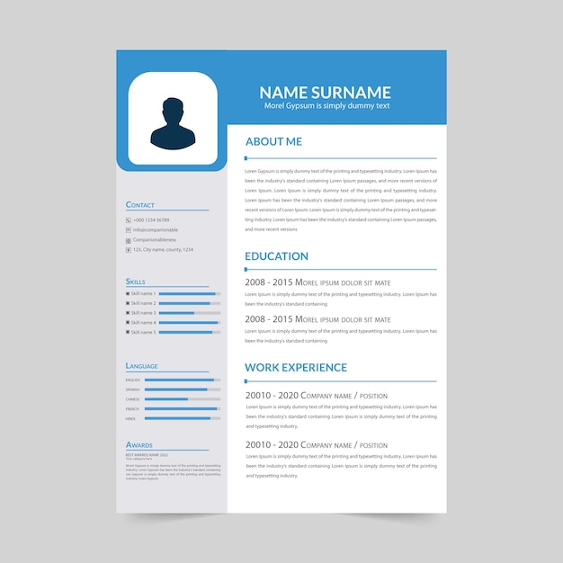 Editable modern resume Template Minimalist resume cv template