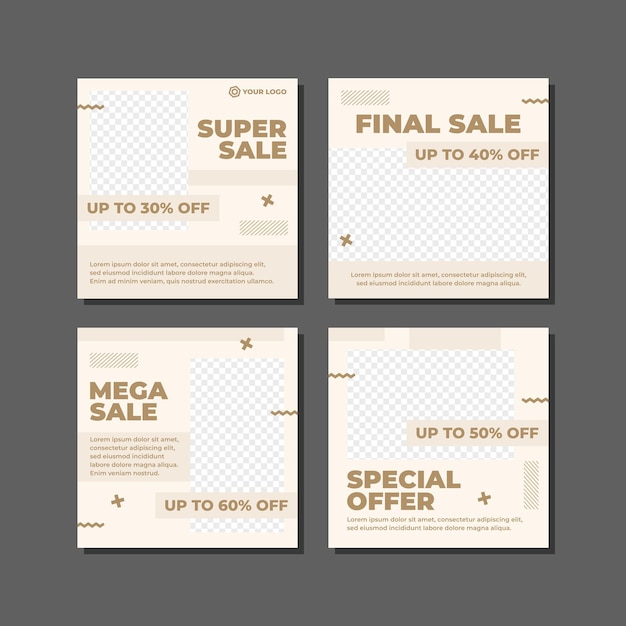 editable modern social media post banner template vector set