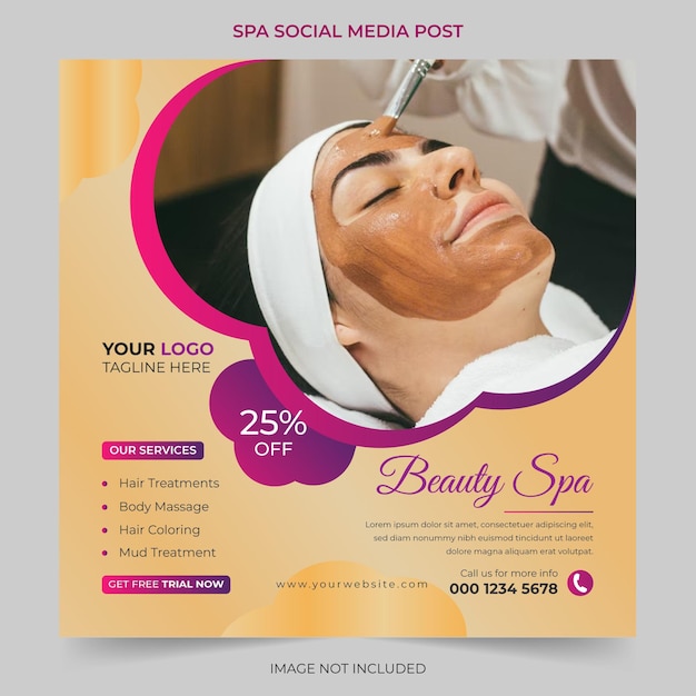 Vector editable modern spa beauty center and massage social media post square promotion banner