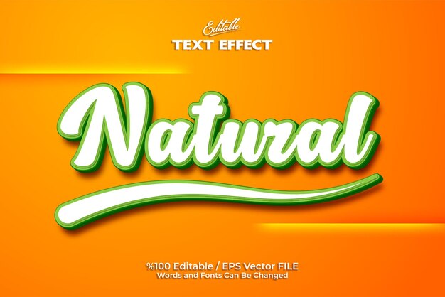 Editable 'Natural' text effect written on a orange background