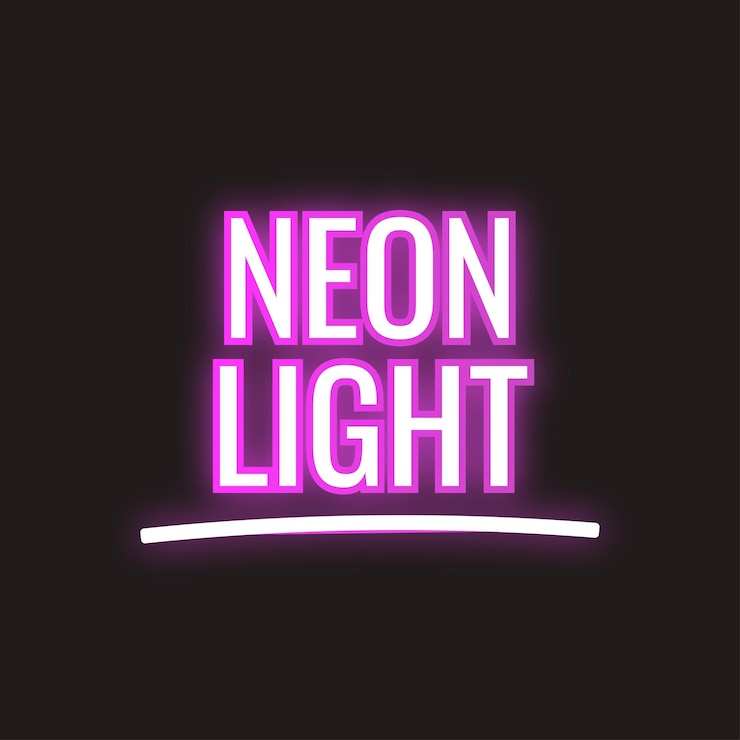 Vector editable neon light effect text