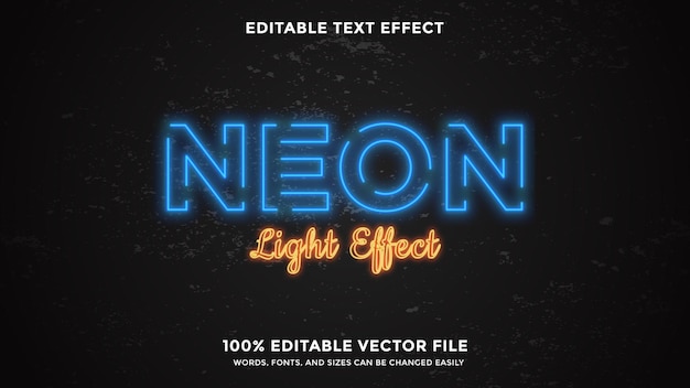 Effetto testo luce al neon modificabile su sfondo retrò scuro