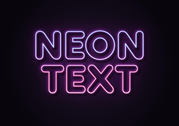 Editable neon text effect vector